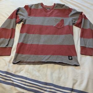 Kidrobot. Sweatshirt Cotton Striped Crew neck Gray orange Large Men's.